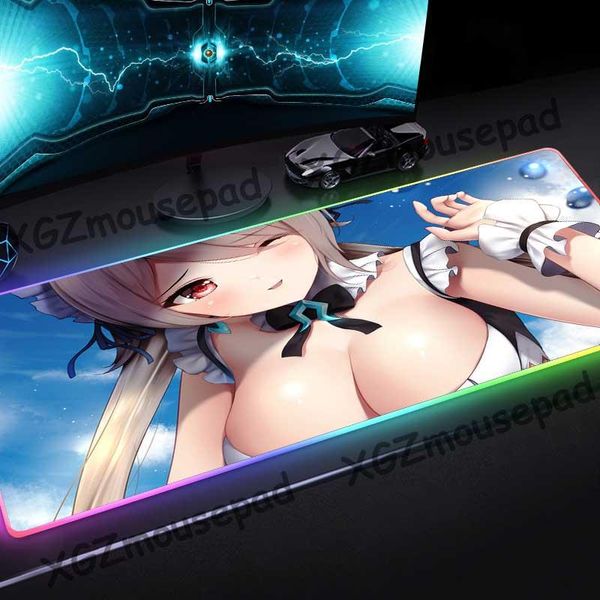 

mouse pads & wrist rests xgz custom large rgb colorful pad lock edge cartoon cute busty student computer keyboard desk mat speed rubber non-