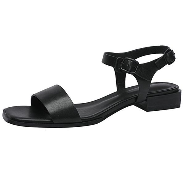 

dress shoes sandÃ¡lia feminina de salto baixo, mais novo sandÃ¡lia vintage couro genuÃ­no, calÃ§ado bÃ¡sico para mulheres, verÃ£o kcjp, Black