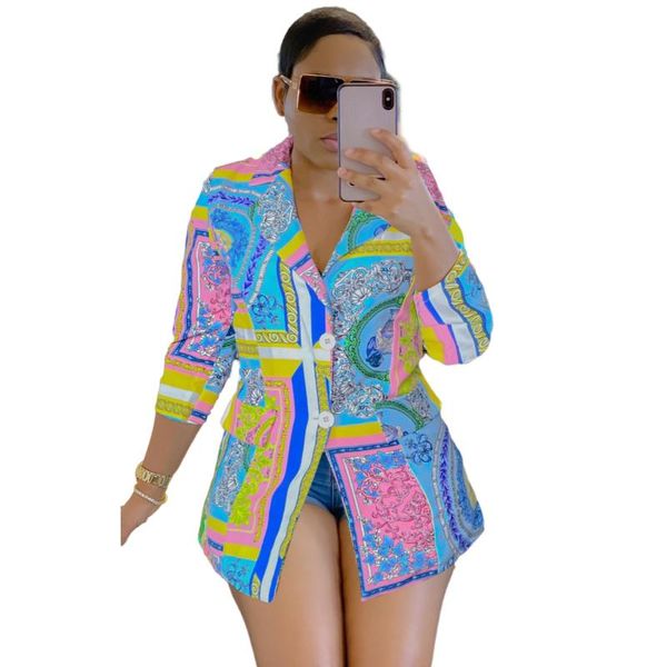 

women's suits & blazers 2021 autumn and winter women printed button coat, White;black