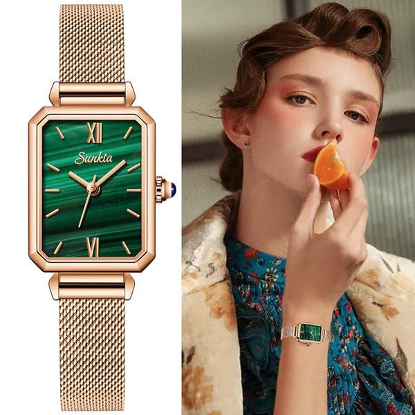 

watches women super slim mesh stainless steel casual quartz clock ladies wristwatch+box wristwatches, Slivery;brown