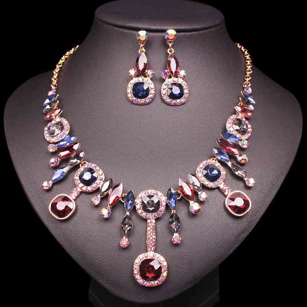 

jewelry sets fashion austrian crystal earrings necklace jewellery bridal wedding luxury women's costume trendy gifts for women, Black