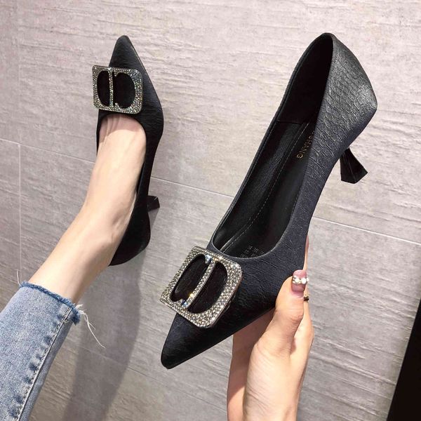 

luxury dress shoes pure handmade 16 year high heel's single profsional work sho size 35-40, Black