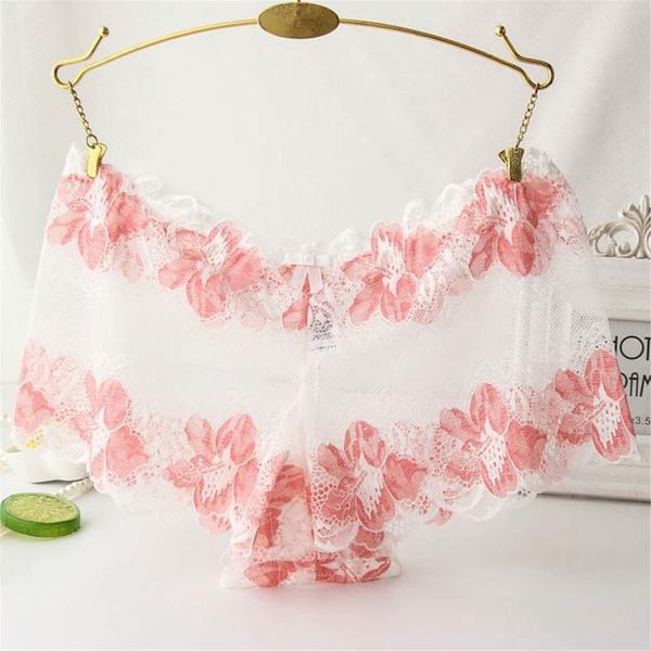 

women's panties 2021 fashion lingerie lace brief underpant sleepwear ladies embroidered mesh underwear comfortable plus size 4xl, Black;pink