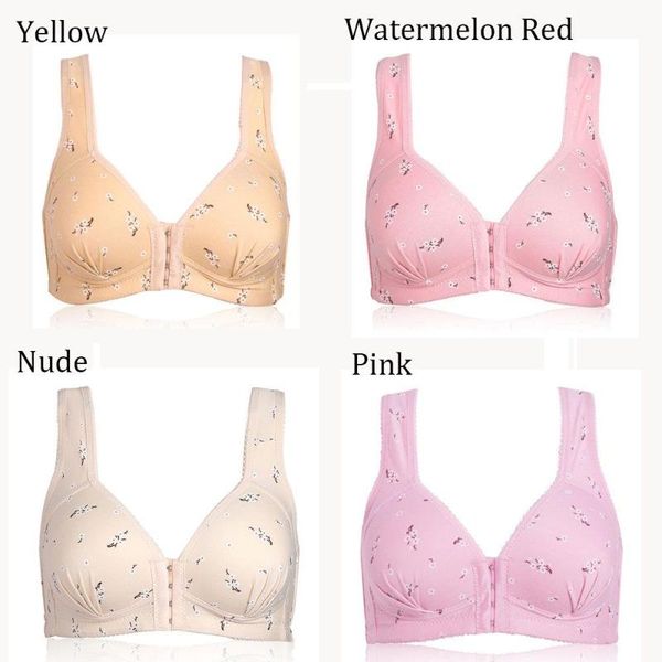 

bras front button bra plus size seamless wiresports padded comfort thin breathable without steel ring gather underwear, Red;black