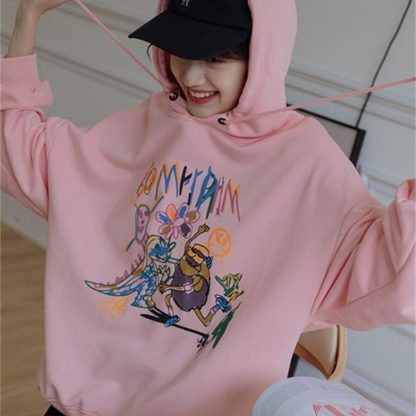 

women's jackets pink hoodie female spring and autumn lazy style impression loose design sense 46tp, Black;brown
