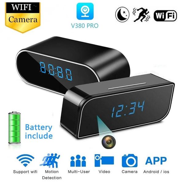 

mini cameras wireless camera wifi clock time alarm with night vision motion detect sensor remote monitor micro home
