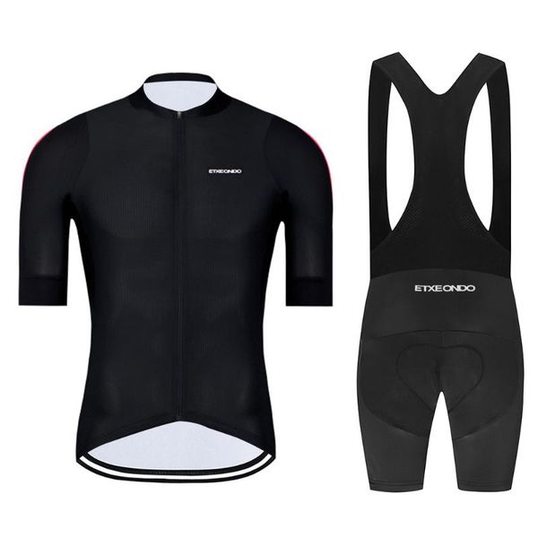 

etxeondo men's summer cycling jersey shirts shorts sleeve pants quick dry downhill mtb bike clothing sets wear racing, Black;blue