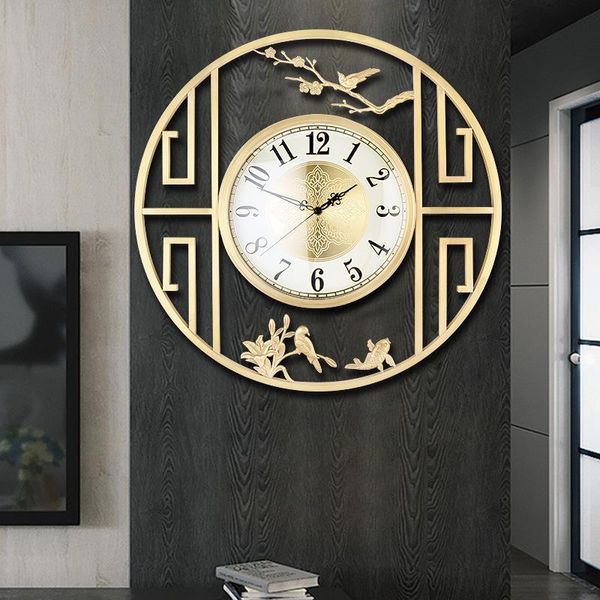 

wall clocks chinese style living room large copper clock creative mute pure villa