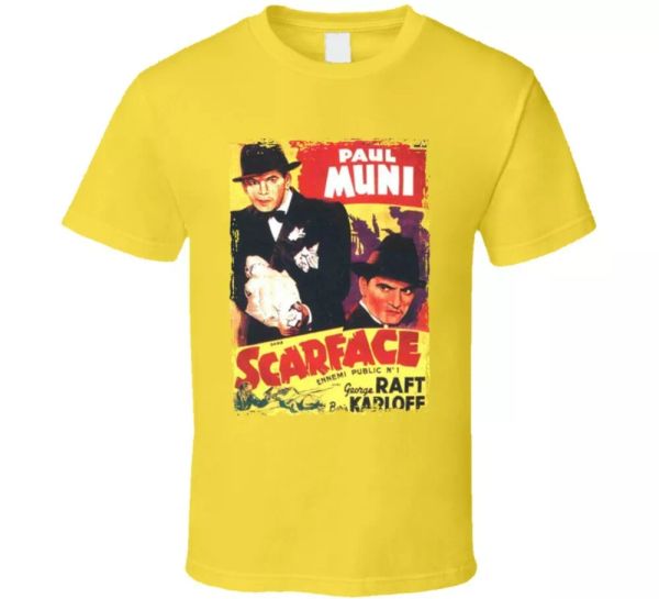 

scarface 1932 paul muni movie fan t shirt, White;black