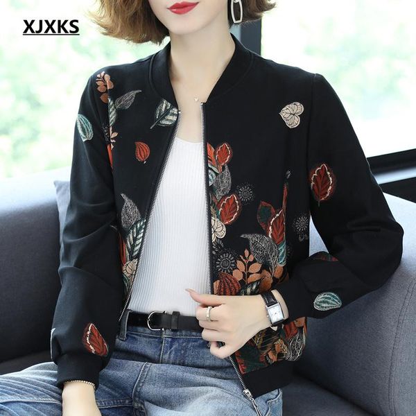 

zipper cardigan women jacket 2021 spring autumn fashion print casual coat women's jackets, Black;brown