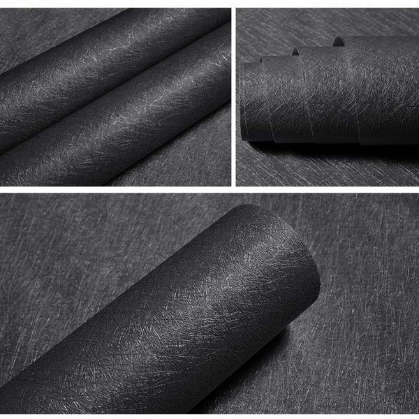 

0.6x5m black wallpaper self adhesive silk textured pvc peel and stick contact paper soild white grey waterproof wallpapers