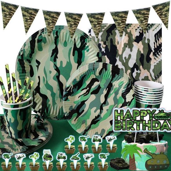 

disposable dinnerware jungle military camouflage theme birthday party decoration officer soldier tableware sets