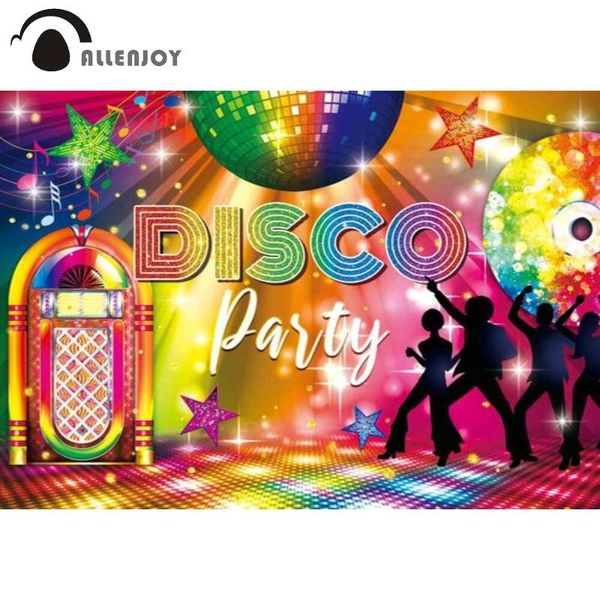 

party decoration allenjoy disco backdrop 80 90s vintage colourful birthday stars glitter music dance rock pozone background