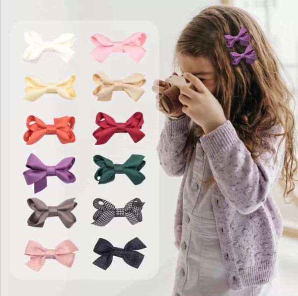 

ins 13 colors 3.5x6cm size hair bow girl barrettes girls accessories kids party clipper or birthday gift, Slivery;white