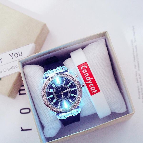 

wristwatches xsvo men wrist luxury quartz fashion luminous colorful diamond watch + silicone bracelet casual sports male, Slivery;brown
