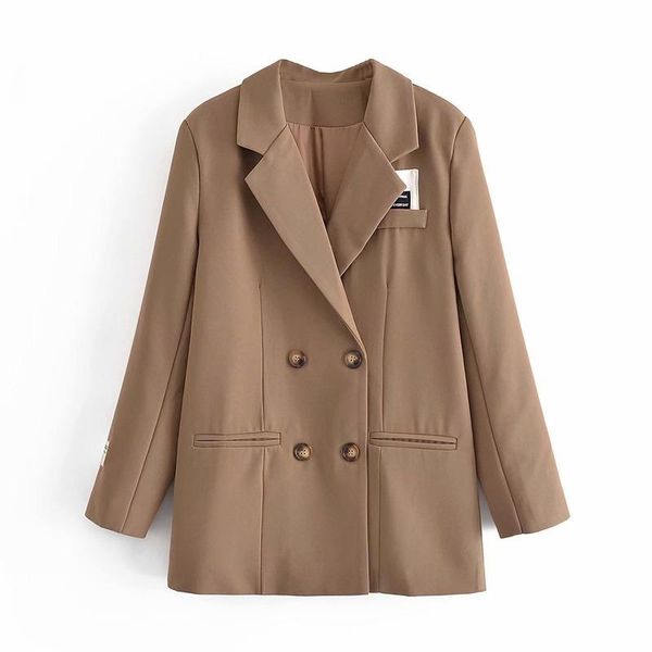 

women's suits & blazers chic office wear solid casual decals double breasted notched long sleeve women coats fall 2021 fashion female o, White;black