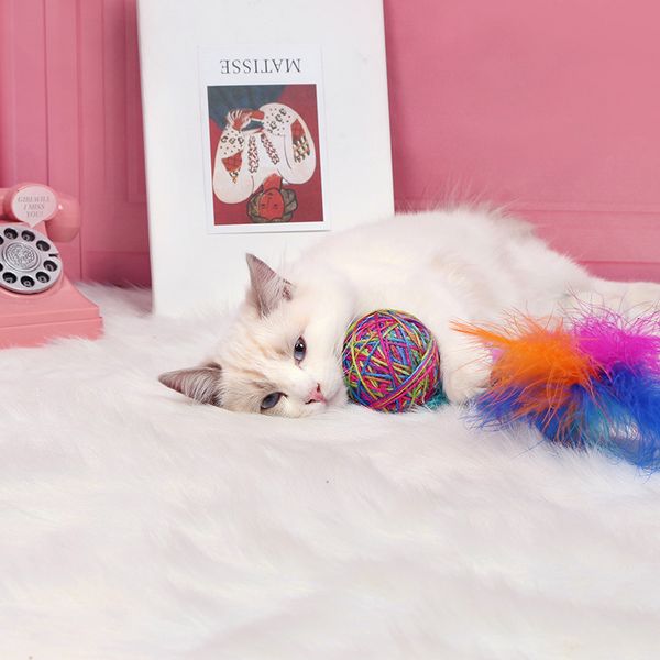 

feather tedora toys tease cat wool shuttlecock ball pet products