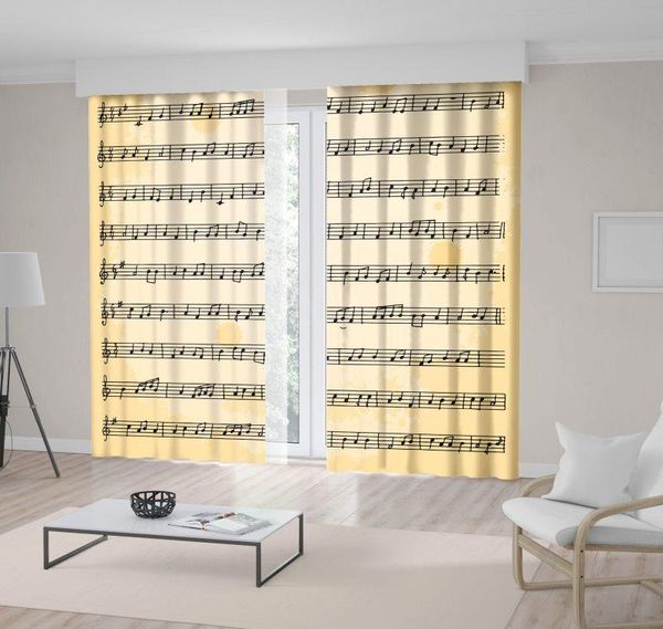 

curtain & drapes sheet music vintage aged look notes 128rhythms melodies musical home decoration beige and black art