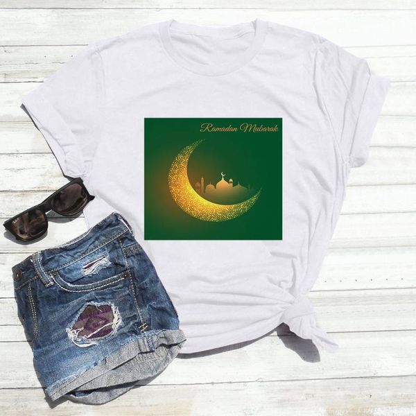 

women's t-shirt fashion t-shirts summer moon printed harajuku 90s y2k t shirt woamn short sleeve graphic tees for girl tunic, White