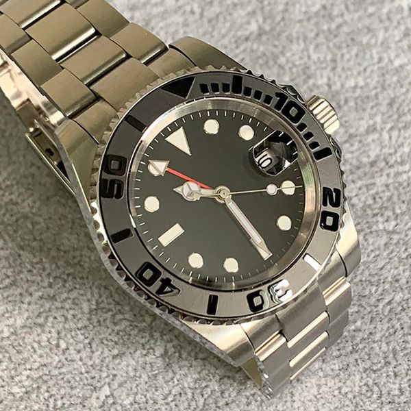 

wristwatches men's automatic mechanical watch 40mm gmt sapphire glass black bezel 1:1 stainless steel case strap bracele, Slivery;brown