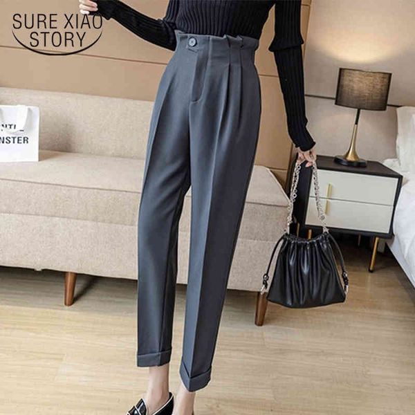 

fashion high waist black autumn korean ankle-length harlan pants women trousers casual solid femme pantalon 11475 210415, Black;white