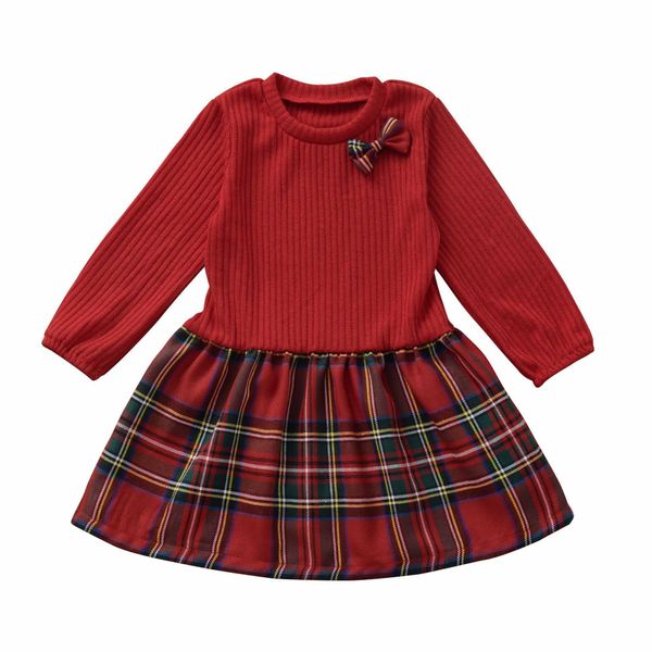 

kids girls droutfits spring aautumn plaid 2-6y baby girls drclothes toddler christmas outwear children's clothing x0803, Red;yellow