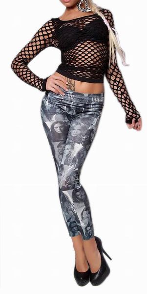 

women's leggings celebrity picture for girl 3s8304 fashion print women sexy, Black