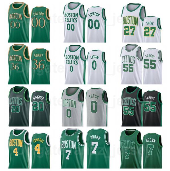 

man woman youth screen print basketball marcus smart jersey 36 jaylen brown 7 jayson tatum 0 jeff teague 55 daniel theis 27 custom, Black;red