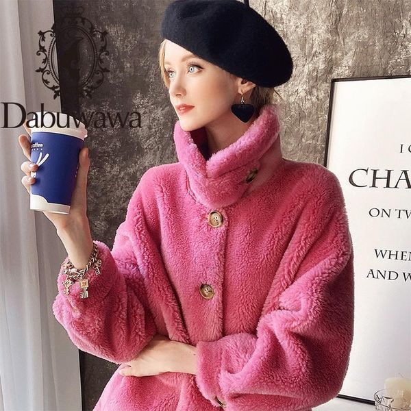

women's fur & faux dabuwawa elegant women sheep coat autumn winter soft female jacket long sleeve casual thick outwear ladies dt1dfr028, Black