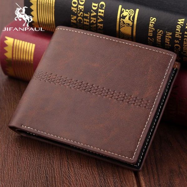 

men's wallet short frosted leather retro multi-card wallets, Red;black
