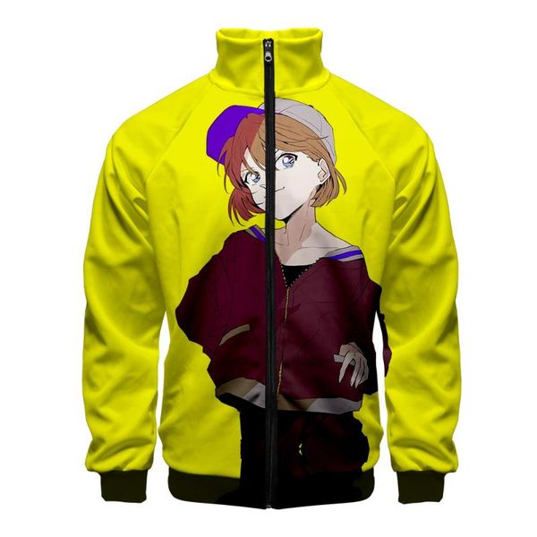 

men's jackets 2021 stand collar zipper jacket men women casual harajuku sweatshirt detective conan 3d hip hop long sleeve, Black;brown
