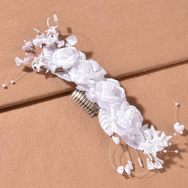 

hair clips & barrettes women's white flower combs trendy large hairpins bridal wedding accessories ornament for girls, Golden;silver