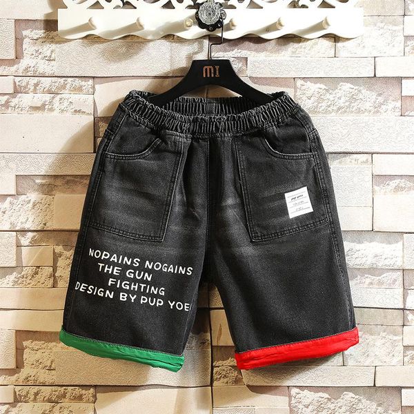 

men's shorts jeans men 2021 summer casual brand streetwear cotton denim short pant large size 5xl pants harajuku, White;black