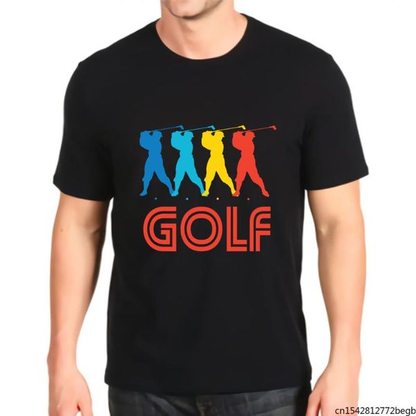 

men's t-shirts retro golf player art t shirt, White;black