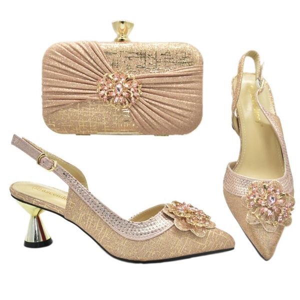 

summer italian women wedding shoes and bags set decorated with rhinestone high heels 37-42 ladies dress slippers luxery, Black