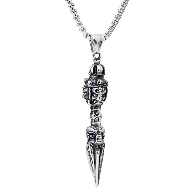 

pendant necklaces punk retro stianless steel necklace buddhism erawan demon king kong pestle rock jewelry for men, Silver