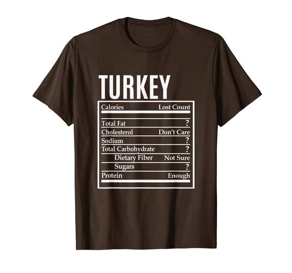 

funny turkey nutrition facts label thanksgiving costume t-shirt, White;black