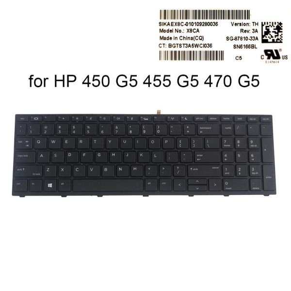 

english backlight keyboard for probook 450 g5 455 470 us qwerty computers keyboards lap backlit x8ca sn6166bl lapreplacement