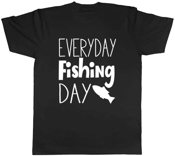 

everyday fishing day mens t-shirt tee, White;black