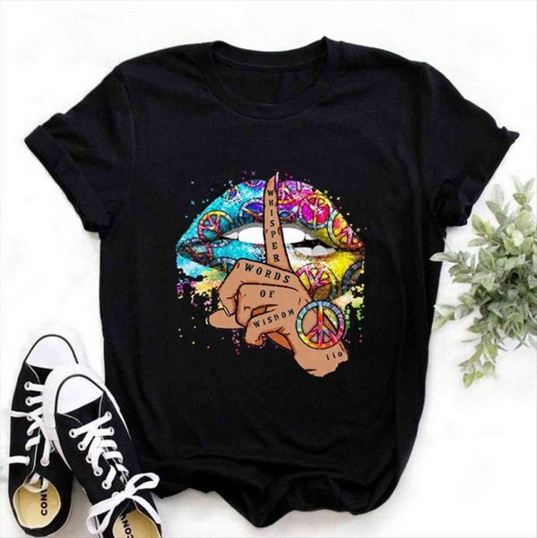 

zipper lip watercolor graphic women various pattern printing black funny short sleeve, White