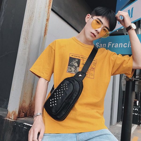 

waist bags tidog youth fashion rivet casual cortical chest bag