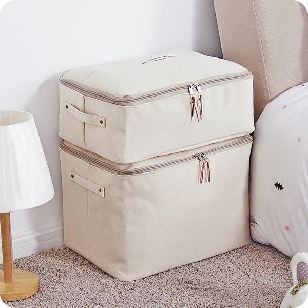 

clothing & wardrobe storage portable large thicken canvas box japanese style zippered fabric bag organizer