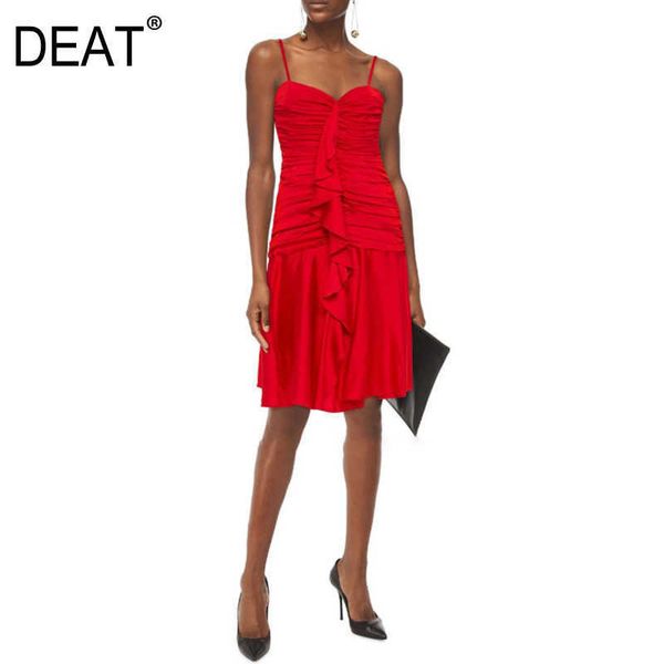 

[deat] solid color sleeveless ruffles waist temperament elegant dress summer fashion 13d1135 210527, Black;gray