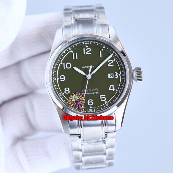 

4 styles watches l3.810.4.03.6 spirit 40mm l888.4 automatic mens watch l38104036 green dial stainless steel bracelet gents sports wristwatch, Slivery;brown