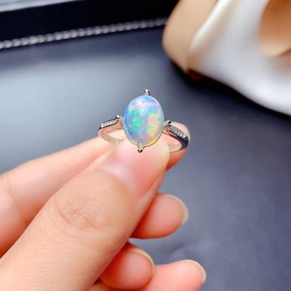

cluster rings the wedding gift real natural opal ring 925 sterling silver classical, Golden;silver