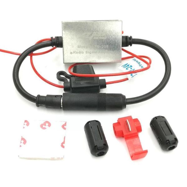 

car gps & accessories silver color fm signal 12-24v ant-208 anti-interference antenna universal metal radio o6z0