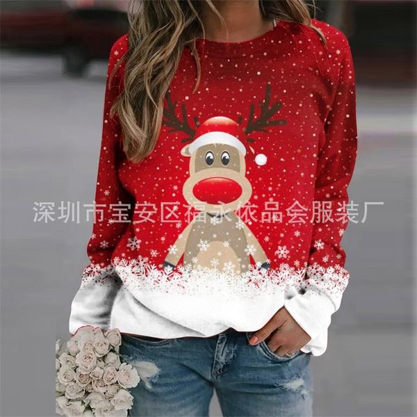 

new cartoon printed round neck pullover women's sweater, Black