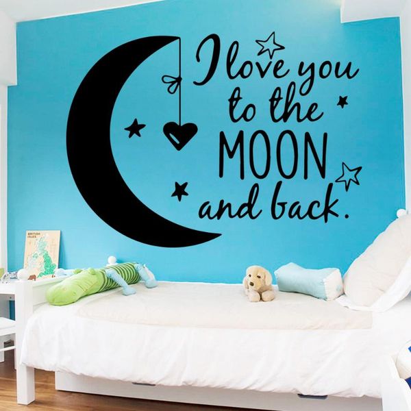 

wall stickers custom moon quotes waterproof home decoration accessories for kids room bedroom decor diy removable