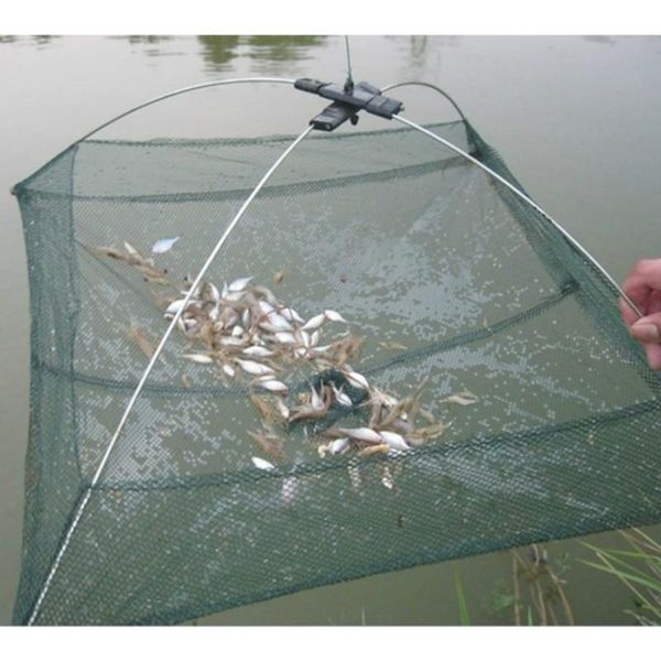 

fishing accessories portable 60*60cm folding net nylon network shrimp fish casting cage outdoor fishnet