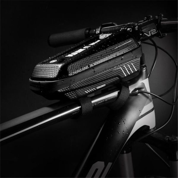 

cycling bags waterproof bicycle front beam bag rainproof tube eva hard shell bike riding equipment accessories large capacity 1l